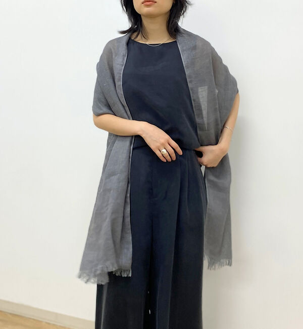 Rouge vif「【追加】【The Bagmati/ザ バグマティ】リネンストール」|マフラー|チャコールグレー