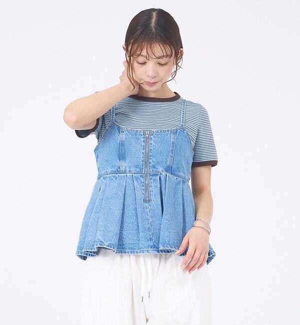 abahouse mavie「ウォッシュドデニムキャミ/レイヤード/バックリボン/春服/夏服」|キャミソール|