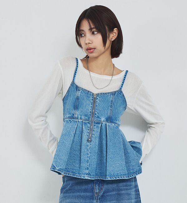 abahouse mavie「ウォッシュドデニムキャミ/レイヤード/バックリボン/春服/夏服」|キャミソール|