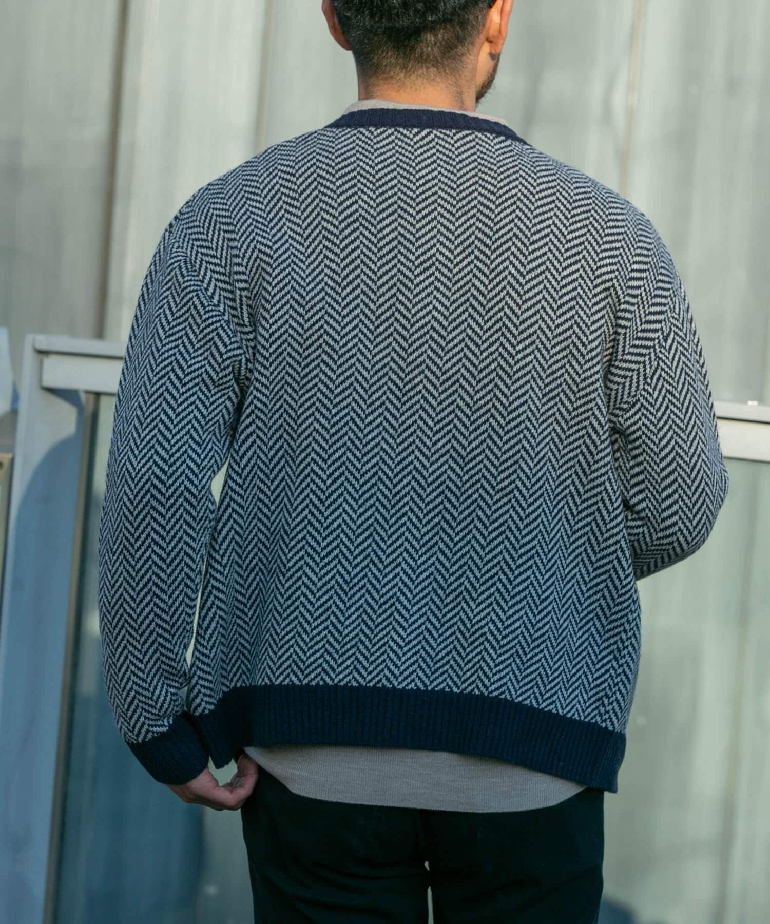 URBAN RESEARCH ROSSO「『XLサイズあり』ヘリンボーン柄クルーニットカーディガン」|カーディガン|