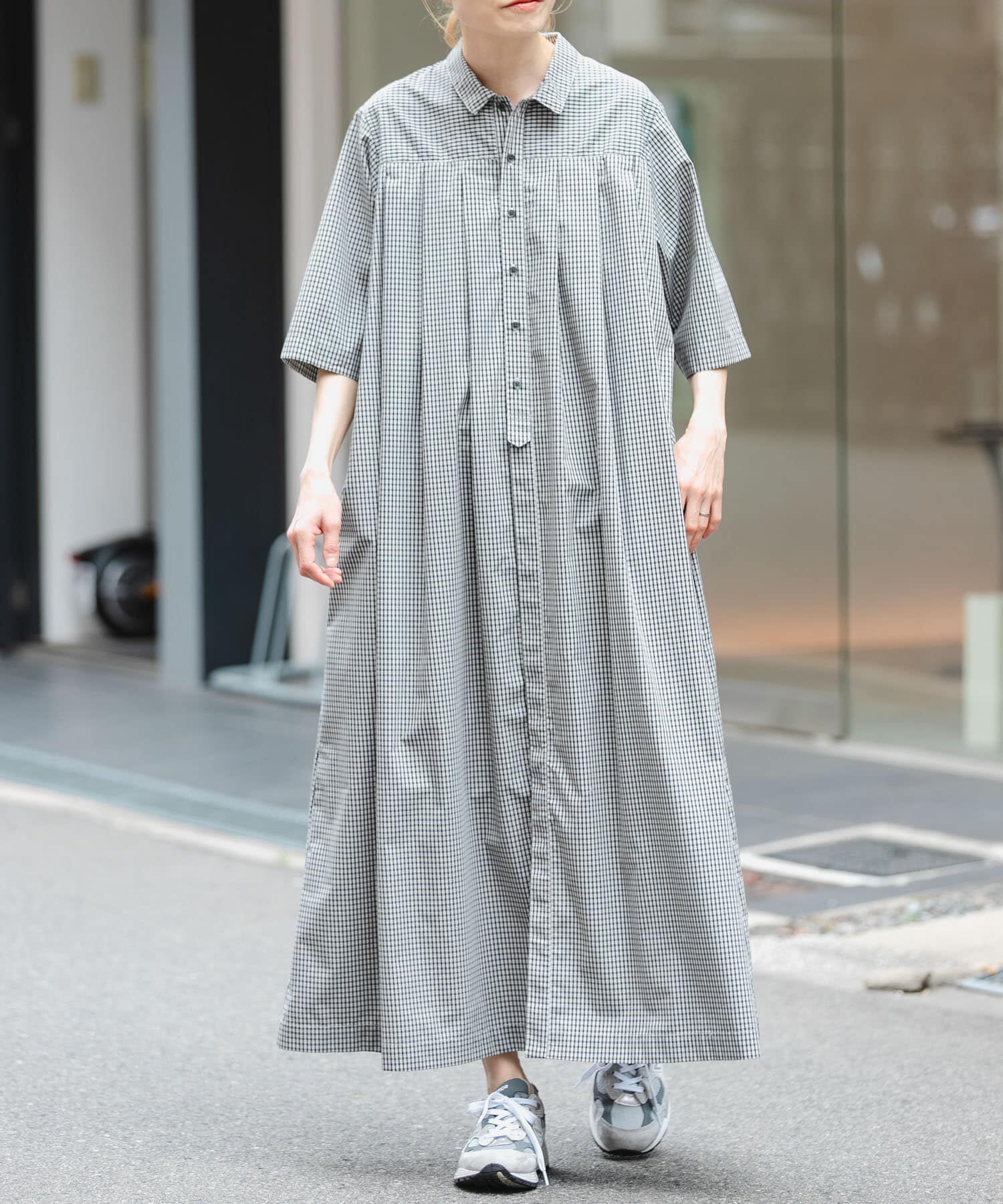 URBAN RESEARCH DOORS「FORK&SPOON　タックシャツワンピース」|ワンピース|チェック