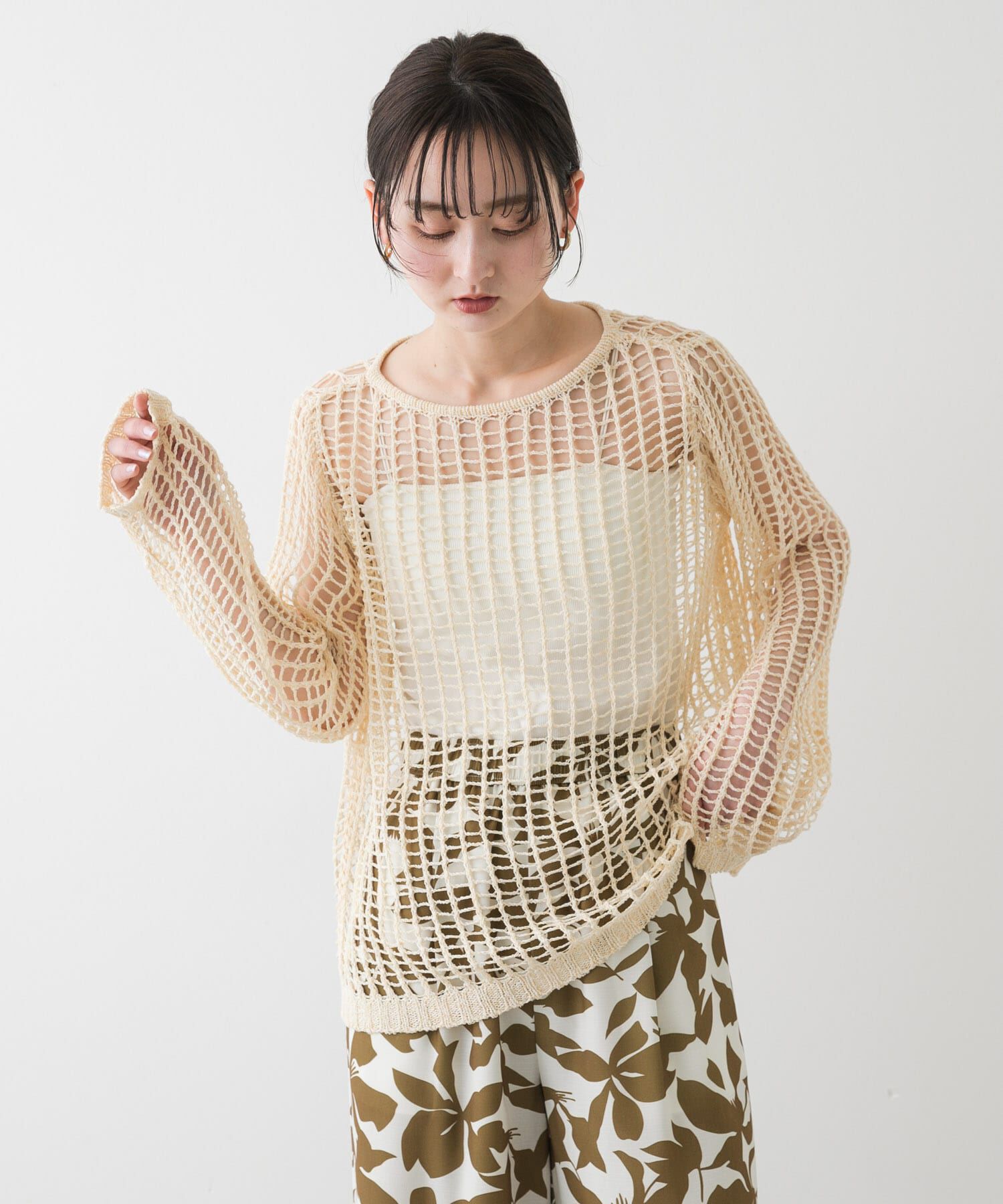 SENSE OF PLACE by URBAN RESEARCH「キーネックメッシュニット」|ニット・セーター|