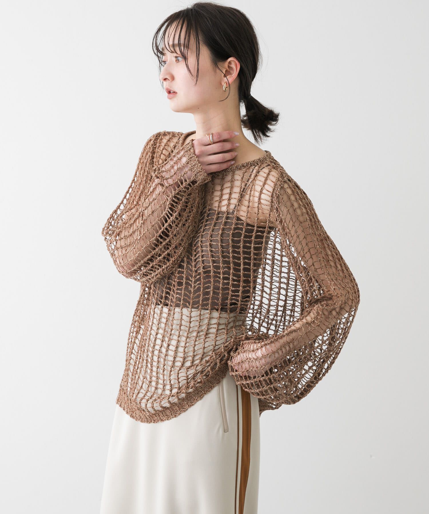 SENSE OF PLACE by URBAN RESEARCH「キーネックメッシュニット」|ニット・セーター|