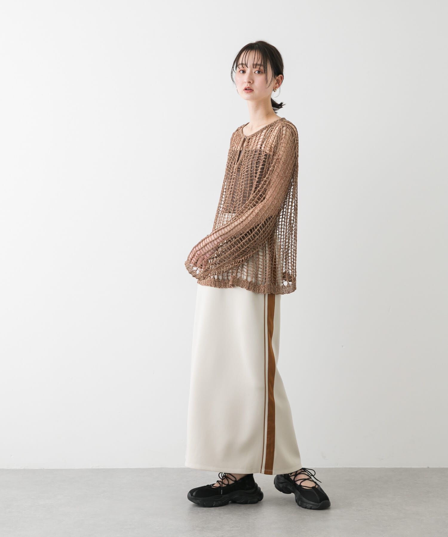 SENSE OF PLACE by URBAN RESEARCH「キーネックメッシュニット」|ニット・セーター|