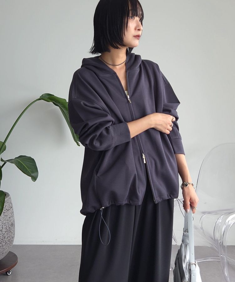 Green Parks「【OTONAパーカー】【WEB限定カラーあり】エアリークッションカットドロストパーカー」|スウェット・ジャージ|Charcoal Gray