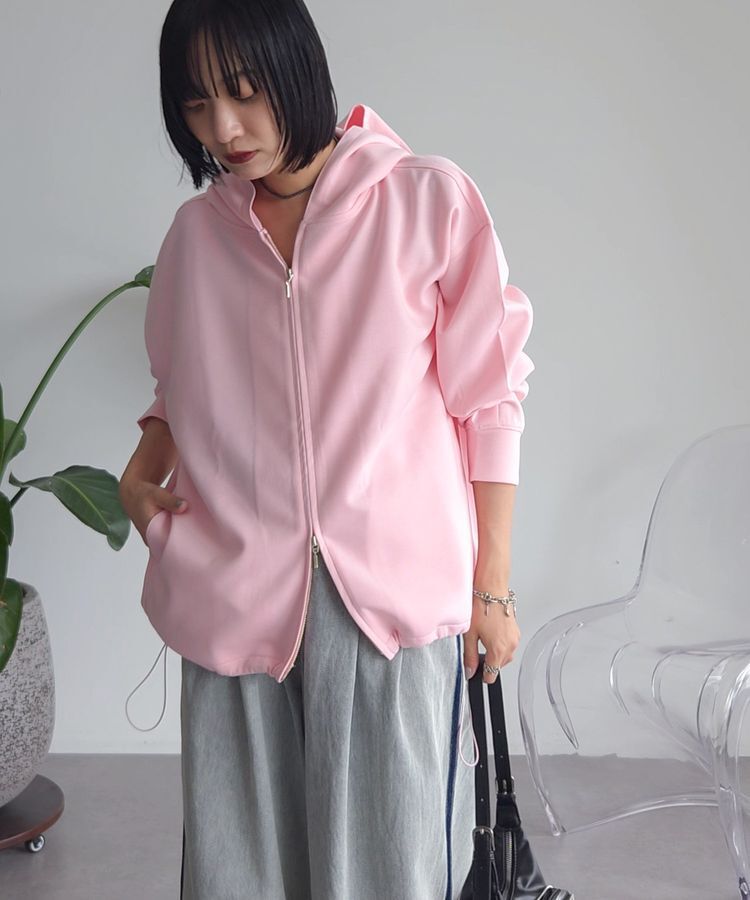 Green Parks「【OTONAパーカー】【WEB限定カラーあり】エアリークッションカットドロストパーカー」|スウェット・ジャージ|Pink