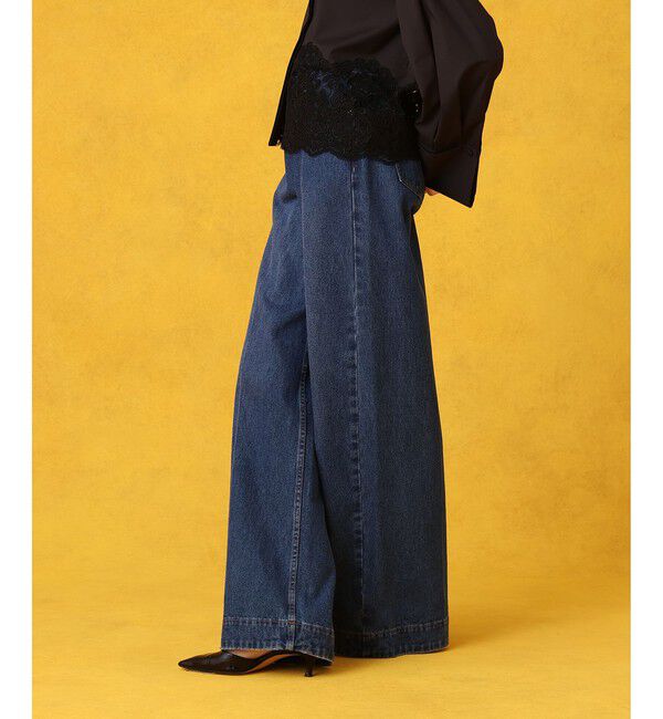 LOULOU WILLOUGHBY「ハイウエストワイドデニムパンツ」|デニム|