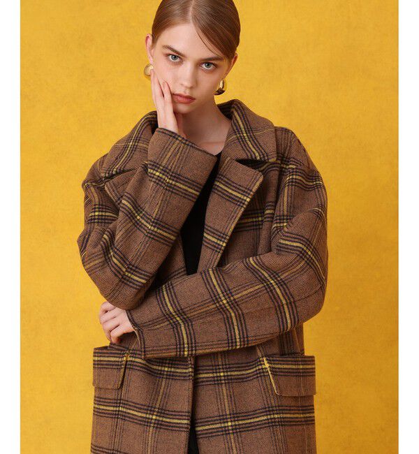LOULOU WILLOUGHBY「リバーチェックロングコート」|ダッフルコート|