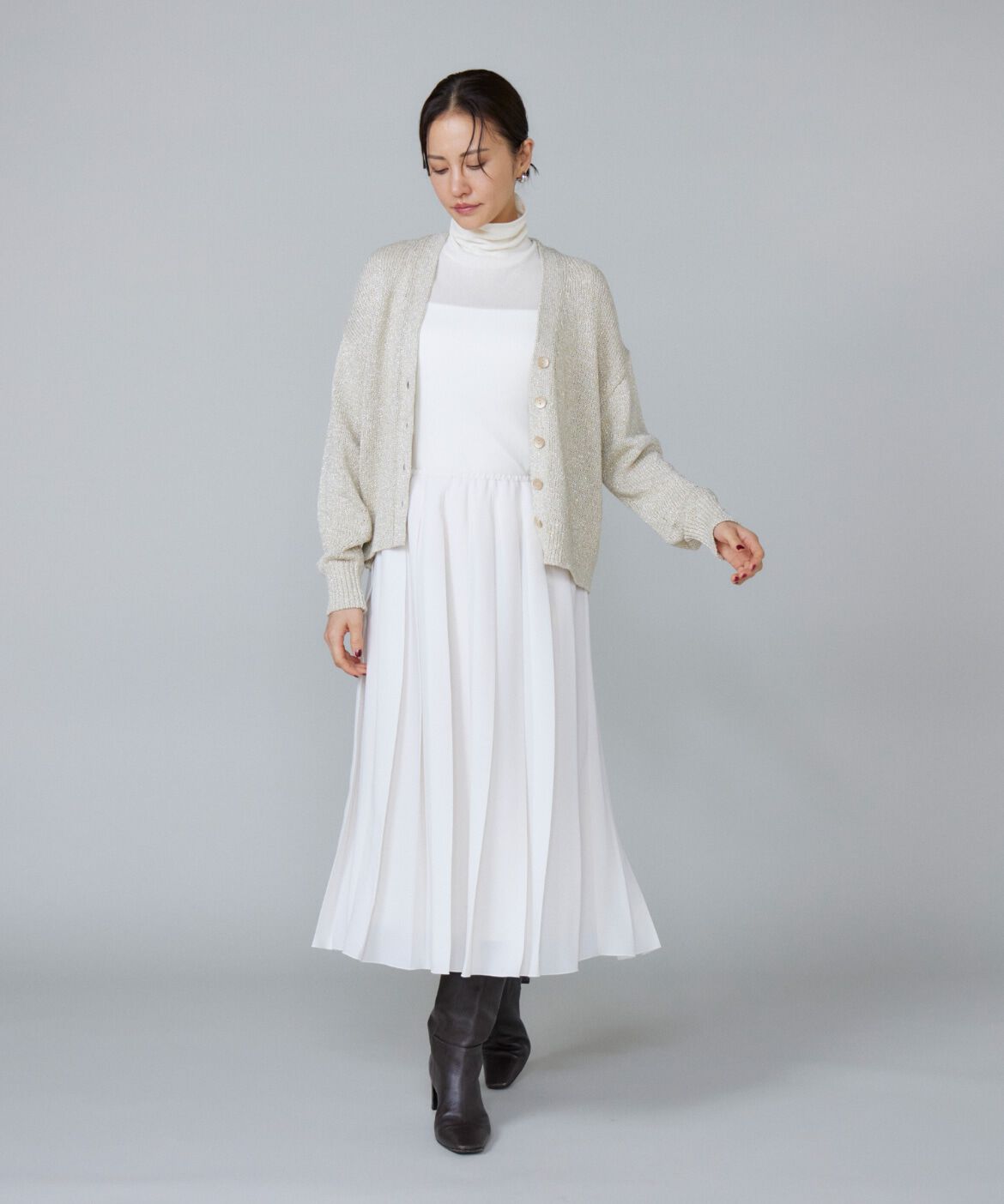 Le Souk「《大きいサイズ》シャイニーカーディガン」|カーディガン|