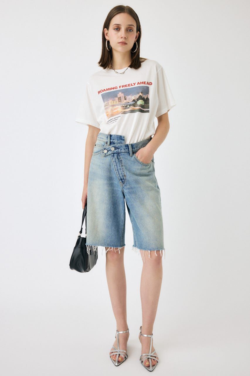 MOUSSY「CROSS WAIST HALF パンツ」|デニム|