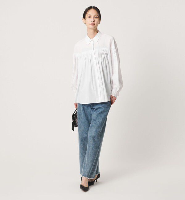 UNITED ARROWS「パールライク ボタン タック フレア ブラウス」|シャツ・ブラウス|