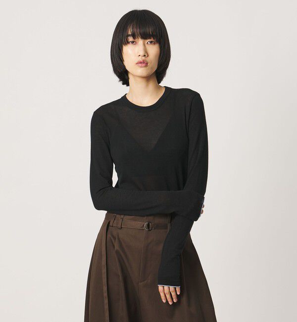 AEWEN MATOPH「＜AEWEN MATOPH＞シアー クルーネック カットソー」|Tシャツ・カットソー|BLACK