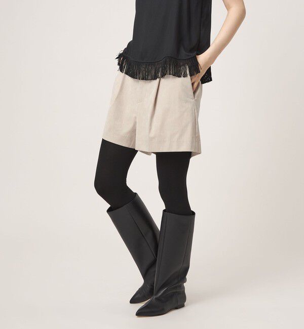 conte「＜conte＞スエードライク タック ショートパンツ」|キュロット|OFF WHITE