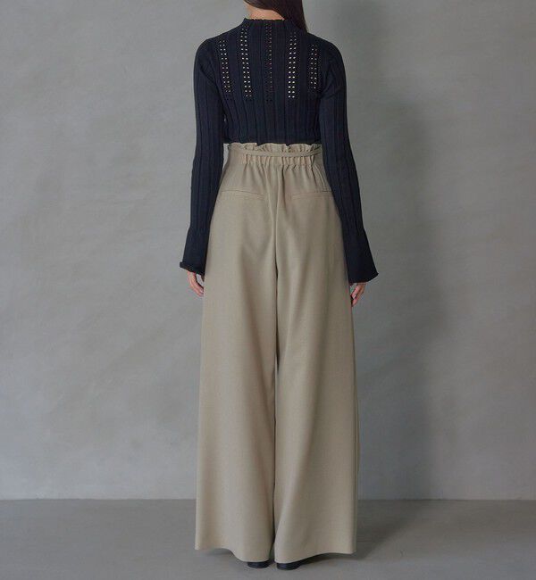 EMMEL REFINES「＜EMMEL REFINES＞EM ハイウエスト ボックスタック ワイドパンツ」|チノ|