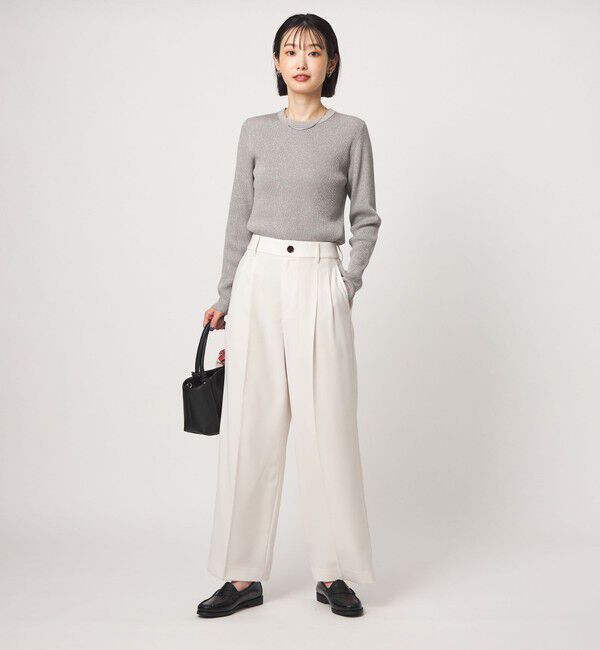 UNITED ARROWS green label relaxing「＜1_OF MINE＞ラメ リブ クルーネック ロングスリーブ プルオーバー ニット」|ニット・セーター|