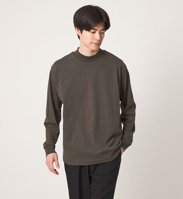 UNITED ARROWS green label relaxing「ロングファイバー クリア モックネック 長袖 Tシャツ カットソー」|Tシャツ・カットソー|DK.GRAY