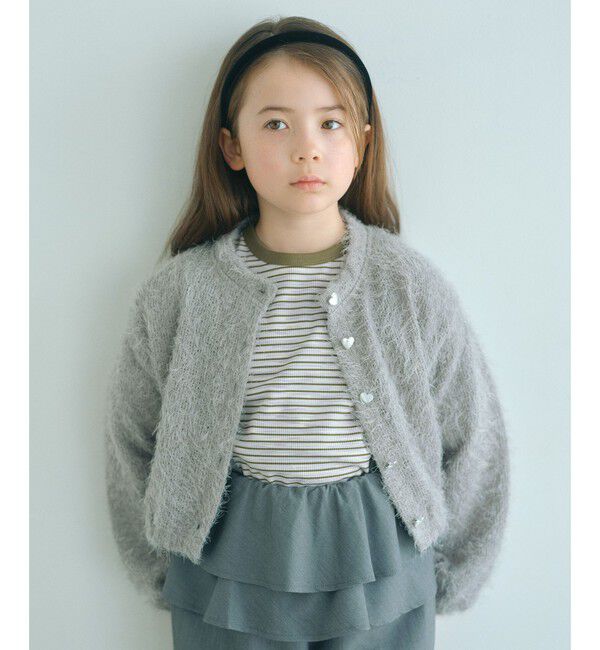 UNITED ARROWS green label relaxing「【COOL CHIC GIRLS STYLE】フラッフィー カーディガン / キッズ 120cm-160cm」|カーディガン|MD.GRAY