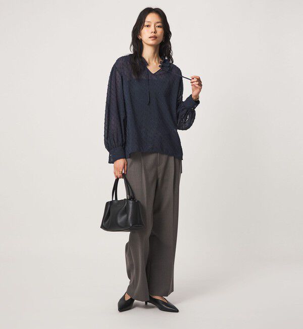 UNITED ARROWS green label relaxing「シアー フリルネック ブラウス」|シャツ・ブラウス|