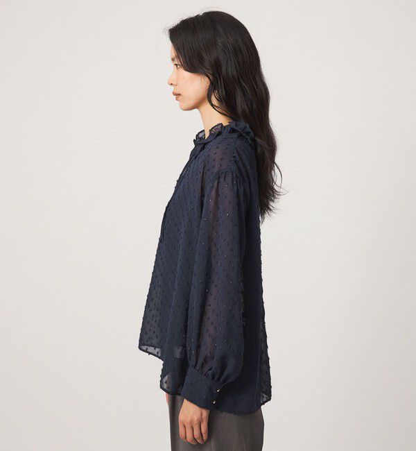 UNITED ARROWS green label relaxing「シアー フリルネック ブラウス」|シャツ・ブラウス|