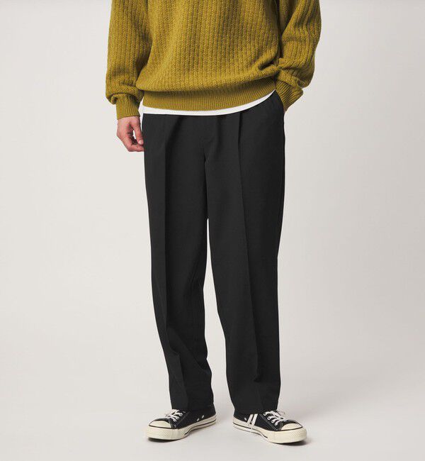 UNITED ARROWS green label relaxing「TRカルゼ 裏起毛 オルマイ ワイド パンツ W3 -2WAYストレッチ-」|その他|BLACK