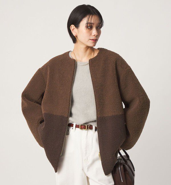 UNITED ARROWS green label relaxing「［size SHORTあり］ボア ノーカラー ブルゾン」|ブルゾン・スタジャン|
