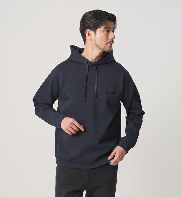 BEAUTY&YOUTH UNITED ARROWS「【WEB限定 WARDROBE SMART】ダブルニット ロゴ スウェットフーディ/セットアップ対応 【抗菌・防臭】」|Tシャツ・カットソー|NAVY