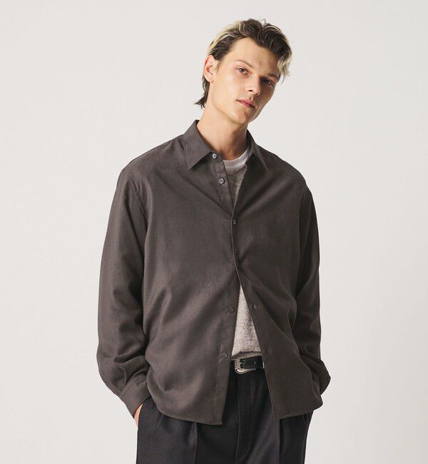 BEAUTY&YOUTH UNITED ARROWS「スエードタッチ レギュラー スクエア シャツ FORM型」|シャツ・ブラウス|DK.GRAY