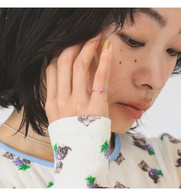 Ray BEAMS 「プチ エポ ハート ピンキーリング」|リング|NEON_PINK