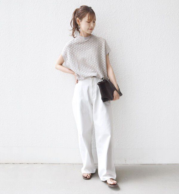 SHIPS for women「【WEB限定】〈手洗い可能〉アイレット クルーネック プルオーバー」|Tシャツ・カットソー|