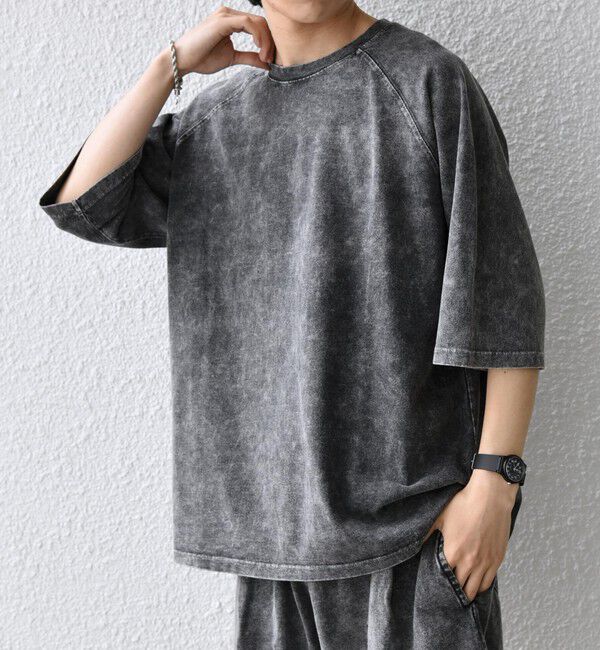 SHIPS any「【SHIPS any別注】ONEITA: ケミカルウォッシュ リラックス ラグラン Tシャツ(セットアップ対応)◇」|Tシャツ・カットソー|
