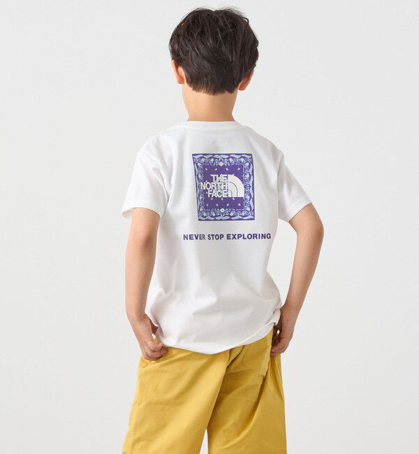 SHIPS any「THE NORTH FACE: スクエア バンダナ  バックプリント ロゴ Tシャツ 26SS<KIDS>」|Tシャツ・カットソー|ホワイト