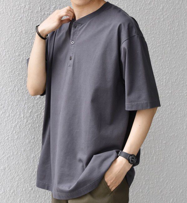 SHIPS any「SHIPS any:〈接触冷感/吸水速乾/UVカット/遮熱〉Raylock ヘンリーネック Tシャツ◇」|Tシャツ・カットソー|