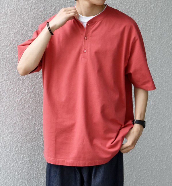 SHIPS any「SHIPS any:〈接触冷感/吸水速乾/UVカット/遮熱〉Raylock ヘンリーネック Tシャツ◇」|Tシャツ・カットソー|レッド