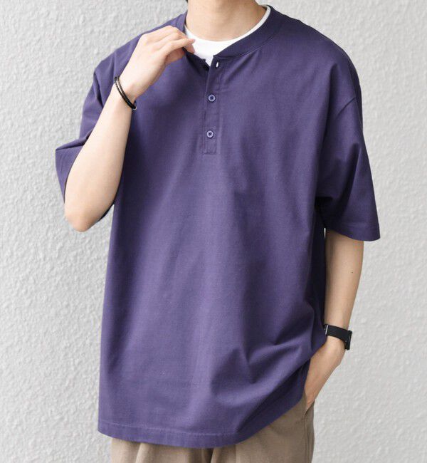 SHIPS any「SHIPS any:〈接触冷感/吸水速乾/UVカット/遮熱〉Raylock ヘンリーネック Tシャツ◇」|Tシャツ・カットソー|
