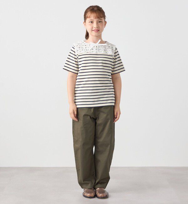 SHIPS any「SHIPS any: レース カラー リボン 半袖 Tシャツ<KIDS>」|Tシャツ・カットソー|