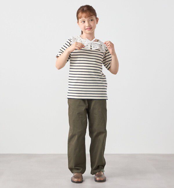 SHIPS any「SHIPS any: レース カラー リボン 半袖 Tシャツ<KIDS>」|Tシャツ・カットソー|