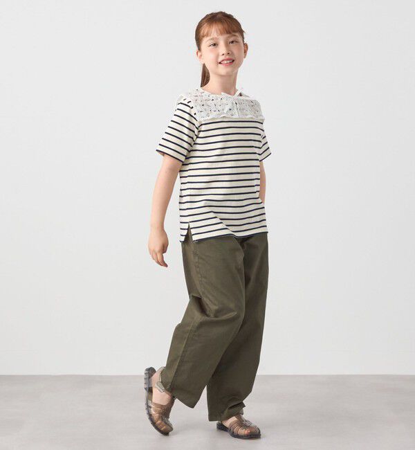 SHIPS any「SHIPS any: レース カラー リボン 半袖 Tシャツ<KIDS>」|Tシャツ・カットソー|