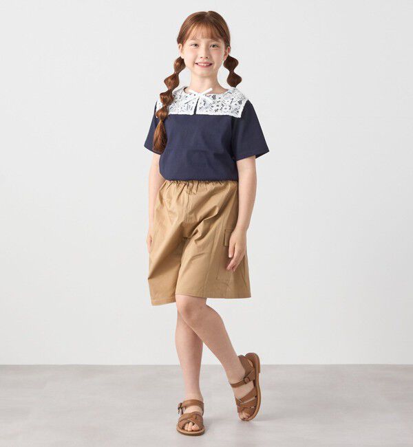 SHIPS any「SHIPS any: レース カラー リボン 半袖 Tシャツ<KIDS>」|Tシャツ・カットソー|