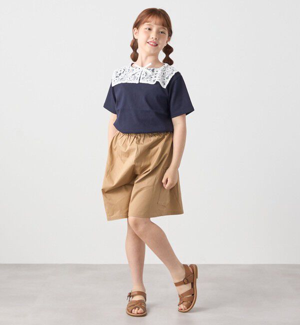SHIPS any「SHIPS any: レース カラー リボン 半袖 Tシャツ<KIDS>」|Tシャツ・カットソー|