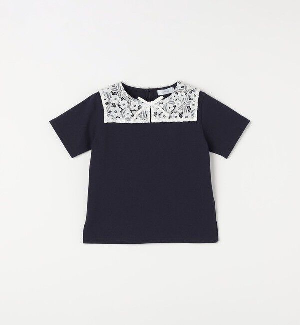 SHIPS any「SHIPS any: レース カラー リボン 半袖 Tシャツ<KIDS>」|Tシャツ・カットソー|