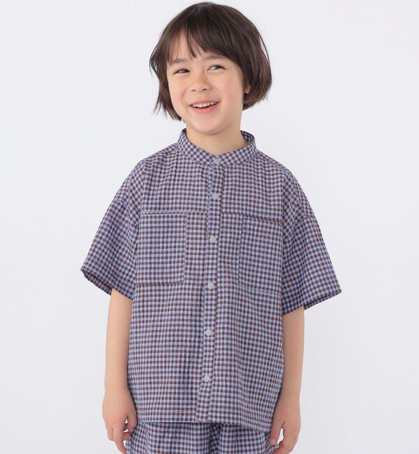 SHIPS KIDS「SHIPS KIDS:100～130cm /〈UVカット/吸水速乾〉ドライタッチ バンドカラー シャツ」|シャツ・ブラウス|