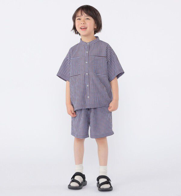 SHIPS KIDS「SHIPS KIDS:100～130cm /〈UVカット/吸水速乾〉ドライタッチ バンドカラー シャツ」|シャツ・ブラウス|