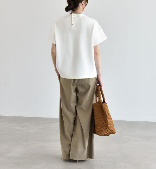 quaranciel「quaranciel:〈洗濯機可能〉ライト ポンチ バック ボタン ショートスリーブ TEE」|Tシャツ・カットソー|