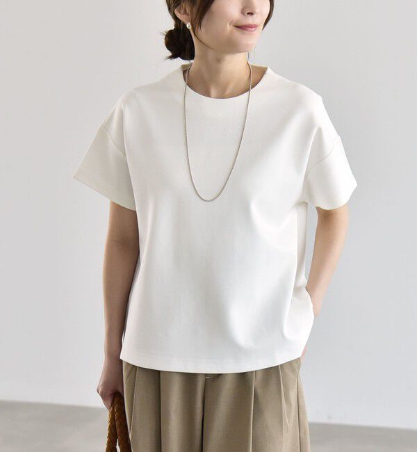 quaranciel「quaranciel:〈洗濯機可能〉ライト ポンチ バック ボタン ショートスリーブ TEE」|Tシャツ・カットソー|