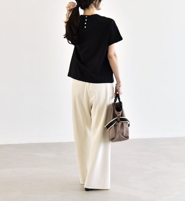 quaranciel「quaranciel:〈洗濯機可能〉ライト ポンチ バック ボタン ショートスリーブ TEE」|Tシャツ・カットソー|