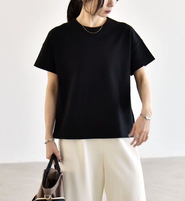 quaranciel「quaranciel:〈洗濯機可能〉ライト ポンチ バック ボタン ショートスリーブ TEE」|Tシャツ・カットソー|