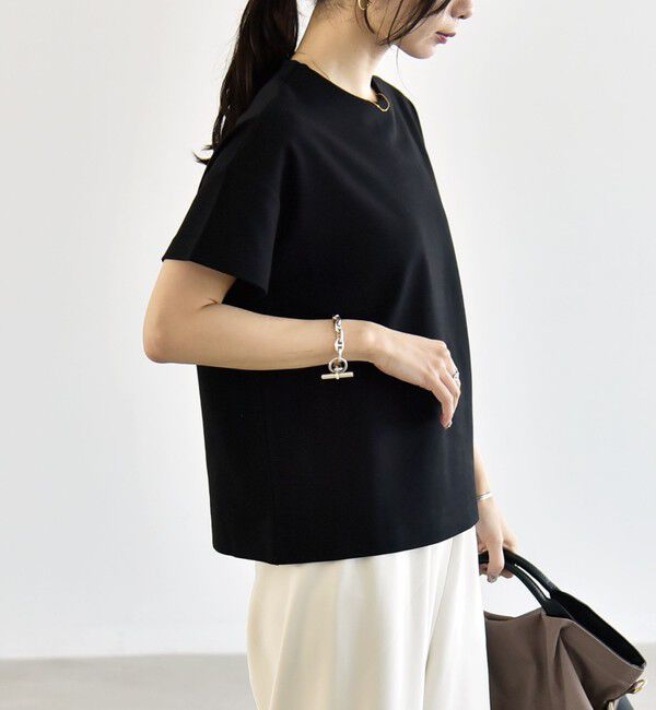 quaranciel「quaranciel:〈洗濯機可能〉ライト ポンチ バック ボタン ショートスリーブ TEE」|Tシャツ・カットソー|