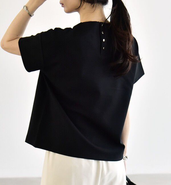 quaranciel「quaranciel:〈洗濯機可能〉ライト ポンチ バック ボタン ショートスリーブ TEE」|Tシャツ・カットソー|