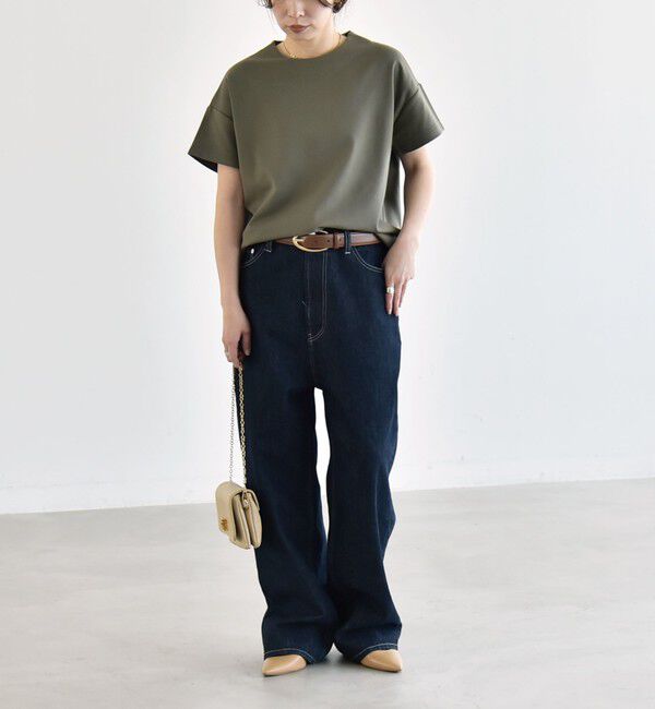 quaranciel「quaranciel:〈洗濯機可能〉ライト ポンチ バック ボタン ショートスリーブ TEE」|Tシャツ・カットソー|