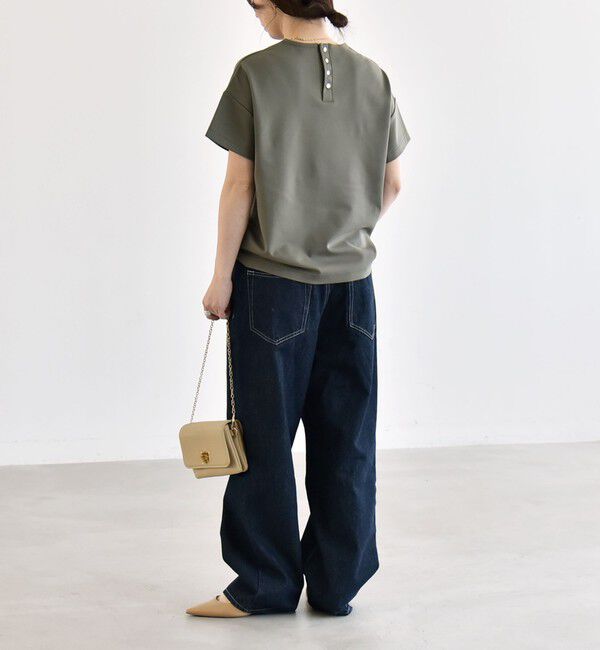 quaranciel「quaranciel:〈洗濯機可能〉ライト ポンチ バック ボタン ショートスリーブ TEE」|Tシャツ・カットソー|